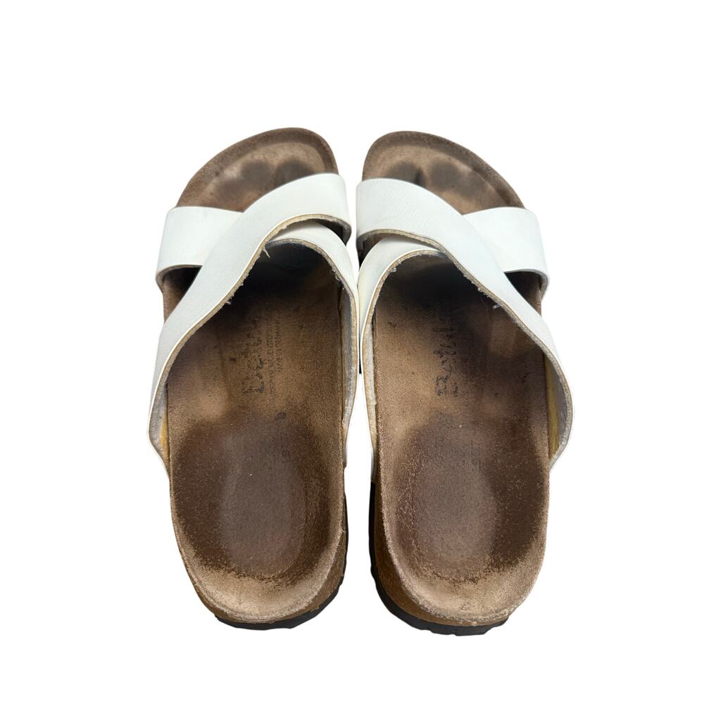 Betula by Birkenstock Leather Criss Cross Slide Sandals Women’s Size 9 White - Picture 10 of 11
